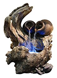 Alpine WIN634 2-Pots Cascading on Tree Branch Fountain with LED Light