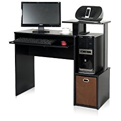 Furinno 12095BK/BR Econ Multipurpose Home Office Computer Writing Desk with Bin, Black/Brown