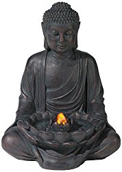 Meditating Aged Bronze Buddha LED Indoor/Outdoor Fountain