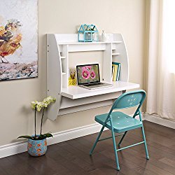 Prepac Wall Mounted Floating Desk with Storage in White