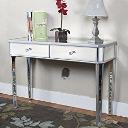 Best Choice Products Mirrored Console Table Vanity Desk Mirror Glam 2 Drawers Home Furniture