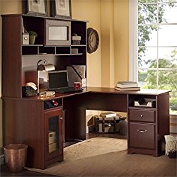 Cabot L Shaped Desk with Hutch in Harvest Cherry