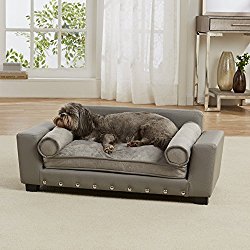 Enchanted Home Pet Scout Pet Sofa Lounger with Bolster Pillows, Grey