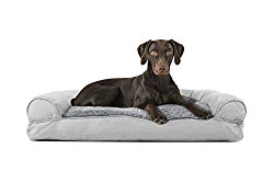 Furhaven Pet Plush & Suede Pillow Sofa Pet Bed, Gray, Large