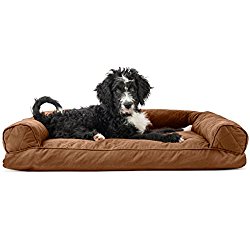 Furhaven Pet Quilted Pillow Sofa Pet Bed, Warm Brown, Large
