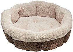Precision Pet Shearling Round Bed, 21-Inch, Coffee Liqueur Chenille