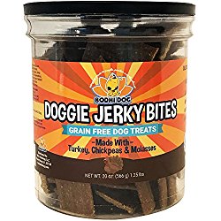 Premium Healthy Dog Jerky Treats | Grain Free Turkey Dog Treat Bites | Natural Snack Made With Turkey, Chickpeas & Molasses | No Corn, Wheat or Soy