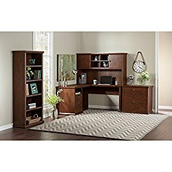 Yorktown L Shaped Desk with Hutch, Lateral File Cabinet and Bookcase