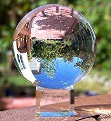 Clear Crystal Ball with Stand, MerryNine 3-1/5″ /80mm Art Decor K9 Crystal Prop for Photography Decoration
