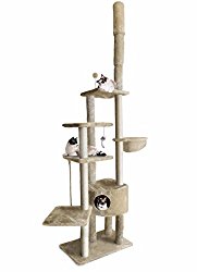 Furhaven Tiger Tough Cat Tree House Furniture for Cats and Kittens, Skyscraper Playground, Cream