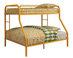 Furniture of America Non-Recycled Metal Bunk Bed, Twin Over Full, Orange