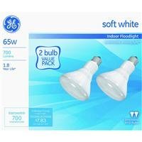 GE Lighting 18011 65-Watt Soft White Reflector Flood BR30 Light Bulb, 2-Pack