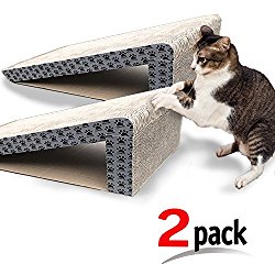 iPrimio Cat Scratch Ramps (2 Ramps for One Price) – Foldable for Travel and Easy Storage – Great for Cats Playing Over, Laying, and Scratching – Patent Pending Design (2 Pack)