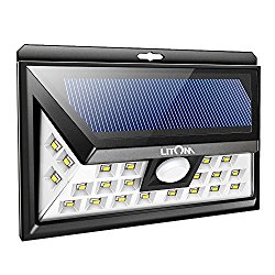 Litom SOLAR LIGHTS OUTDOOR 24 LEDs, Super Bright Motion Sensor Lights with Wide Angle Illumination, Wireless Waterproof Security Lights for Wall, Driveway, Patio, Yard, Garden