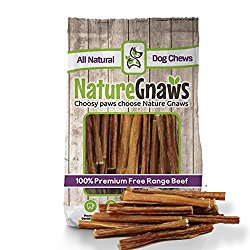 Nature Gnaws Junior Bully Sticks 5-6″ (15 Pack) – 100% All-Natural Grass-Fed Free-Range Premium Beef Dog Chews