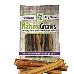 Nature Gnaws Large Bully Sticks 5-6″ (10 Pack) – 100% All Natural Grass-Fed Free-Range Premium Beef Dog Chews