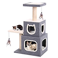 Penn Plax Two Story Cat Condo with Scratching Post and Perches