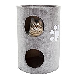 PETMAKER Cat Condo 2 Story Double Hole with Scratching Surface, 14″ x 20.5″, Gray