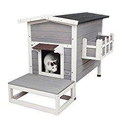 Petsfit Weatherproof Outdoor Cat Shelter/House/Condo with Stair 27.5″Lx17.5″Wx20″H