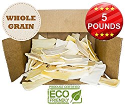 Premium Thick Cut Chips, Large (7”x3”) Wholegrain Rawhide (Last much longer than traditional chips). 100% Natural Dog Chew Treat. No artificial preservatives or chemicals.(5 POUNDS)