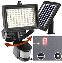 Robust Solar 80 LED Outdoor Solar Motion Light, Digitally Adjustable Time & LUX, 2-axis Adjustable Motion Sensor with Lithium Battery