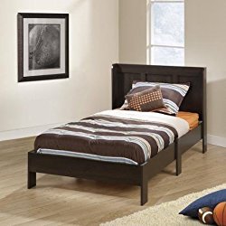 Sauder Parklane Twin Platform Bed with Headboard, Cinnamon Cherry – Guestroom Children’s Bedroom Bed Set for Relaxed Sleeping – Engineered Wood Construction