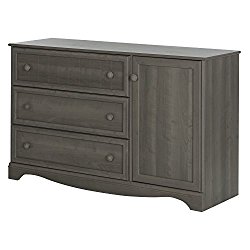 South Shore Savannah 3-Drawer Dresser with Door, Gray Maple