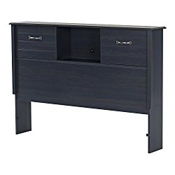 South Shore Ulysses 54” Bookcase Headboard with Sliding Doors, Full, Blueberry