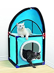 Two Tier, Durable, And Easy To Assemble Cat Corner Tower, Blue