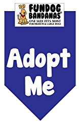 BANDANA – Adopt Me for Medium to Large Dogs – royal blue with white ink
