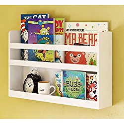 Children’s Kids Room Wall Shelf Wood Material Great For Bunk Bed Nursery Room Books and Toys Organization Storage (White)