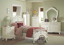 Cinderella 4 PC Full Bedroom Set by Home Elegance in Off-White/Cream
