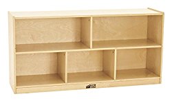 ECR4Kids Birch 5-Section School Classroom Storage Cabinet with Casters, Natural, 24″ H