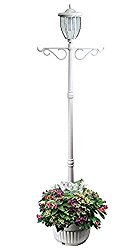 EdenBranch 312065 Sun-Ray Kenwick Solar Lamp Post and Planter with Hanger, Single Head, White