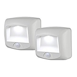 Mr Beams MB532 Wireless Battery-Operated Indoor/Outdoor Motion-Sensing LED Step/Stair Light, 2-Pack, White