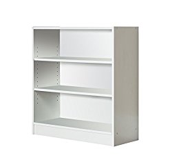 Mylex Three Shelf Bookcase; Two Adjustable Shelves; 11.63 x 29.63 x 31.63 Inches, White, Assembly Required (43061)