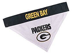NFL DOG BANDANA – GREEN BAY PACKERS REVERSIBLE PET BANDANA. 2 Sided Sports Bandana with a PREMIUM Embroidery TEAM LOGO, Large/X-Large. – 2 Sizes & 32 NFL Teams available