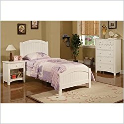 Poundex 3 Piece Kids Twin Size Bedroom Set in White Finish