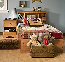 South Shore Amesbury Kids Twin Wood Captain’s Bed 3 Piece Bedroom Set in Country Pine
