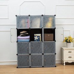 Unicoo 12 Cube Plastic Bookcase with White Door (Regular Cube)