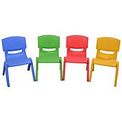 Costzon Set of 4 Kids Plastic Chairs Stackable Play and Learn Furniture Colorful New