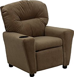Flash Furniture Contemporary Brown Microfiber Kids Recliner with Cup Holder