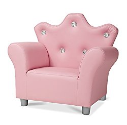 Melissa & Doug Child’s Crown Armchair – Pink Faux Leather Children’s Furniture