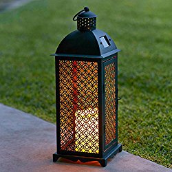 Moroccan Solar Powered LED Garden Flameless Candle Lantern
