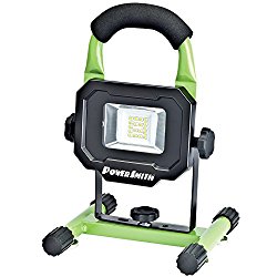 PowerSmith PWLR1110M Rechargeable 10W 900 Lumen Lithium Ion Battery Powered LED Work Light for Emergency, Camping, Boating, RV, Marine and Automotive use with Magnetic Base and Metal Lamp Housing and Stand