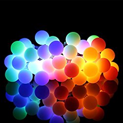 ProGreen Outdoor String Lights, 14.8ft 40 LED Waterproof Ball Lights, 8 Lighting Modes Dimmable Remote Ball, Battery Powered Starry Fairy String lights for Garden,Christmas Tree, Parties (Multi Color)