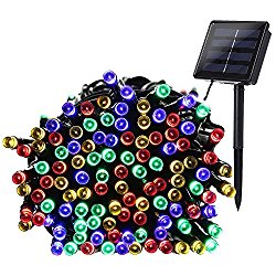 Qedertek 200 LED Solar Powered Christmas Lights, 72ft Fairy Lights Decorative Lighting for Home, Lawn, Garden, Party and Holiday Decorations (Multi Color)