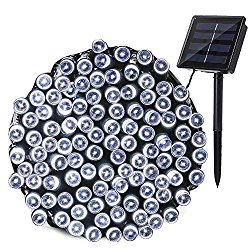 Qedertek Solar Christmas String Lights, 72ft 200 LED Outdoor Fairy Decorative Lights with 8 Lighting Modes for Home, Lawn, Garden, Patio, Party and Holiday Decorations (Cool White)