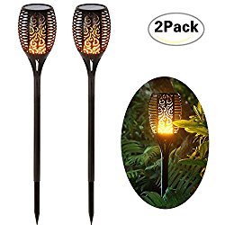 Solar Lights Dancing Flames Balight LED Waterproof Wireless Flickering Torches Lantern Outdoor for Garden Patio Yard Driveway Pathway Pool (Pack of 2)