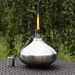 Tiki Torch for Patio Table or Backyard, Stainless Steel with Fiberglass Wick